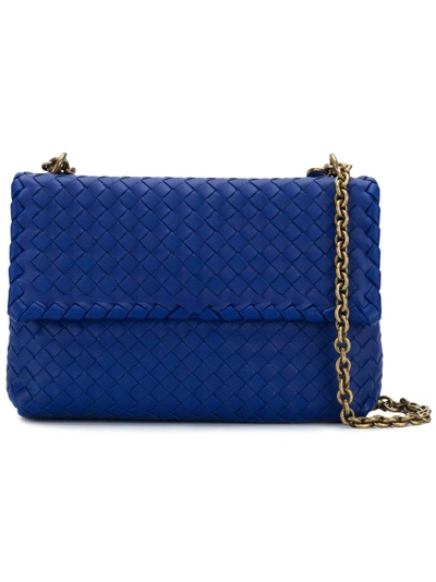 Bottega Veneta Cobalt Blue Intrecciato Nappa Small Olimpia Bag