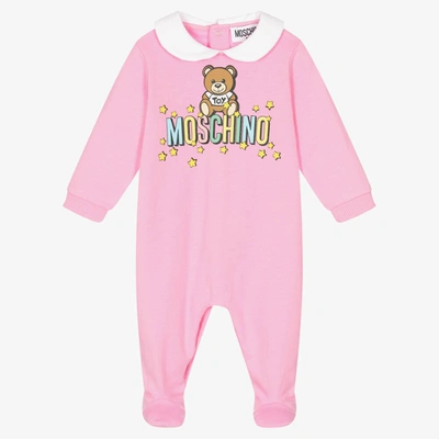 Moschino Baby Girls Pink Teddy Bear Cotton Babygrow