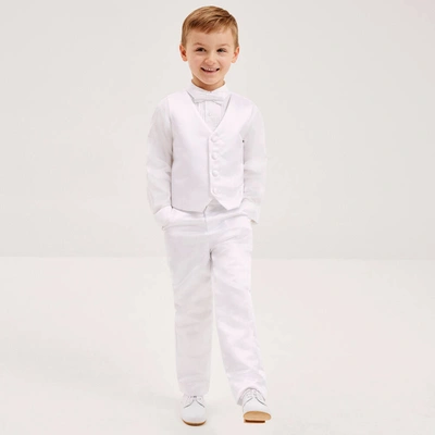 Childrensalon Occasions Kids' Boys White Satin 5-piece Suit