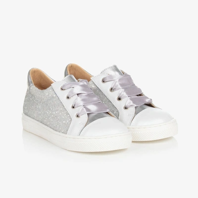Children's Classics Kids' Girls Silver Sequin Leather Trainers In White