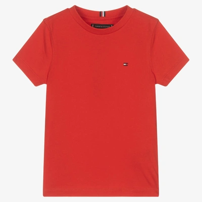 Tommy Hilfiger Kids' Boys Red Cotton Logo T-shirt