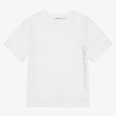 Calvin Klein Kids' Boys White Cotton Logo T-shirt