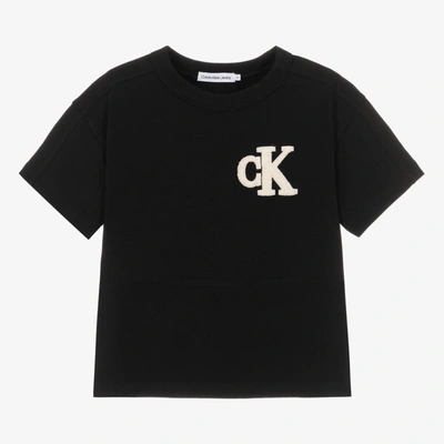 Calvin Klein Kids' Boys Black Cotton Logo T-shirt