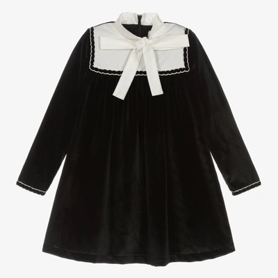 Eirene Kids'  Girls Black Bow Velvet Dress