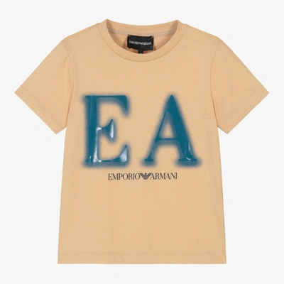 Emporio Armani Kids' Boys Beige Cotton Ea Logo T-shirt
