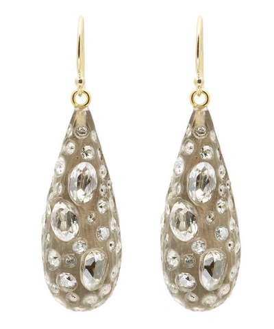 Alexis Bittar Diamond Dust Dewdrop Lucite Crystal Earrings In Grey