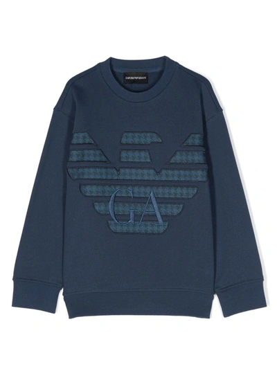 Emporio Armani Teen Boys Blue Cotton Logo Sweatshirt