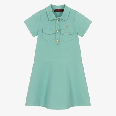 Aigner Kids'  Girls Green Logo Cotton Dress