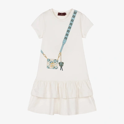 Aigner Kids'  Girls Ivory Cotton Crossbody Bag Dress