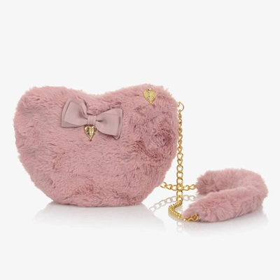 Angel's Face Kids' Girls Pink Faux Fur Heart Bag (20cm)