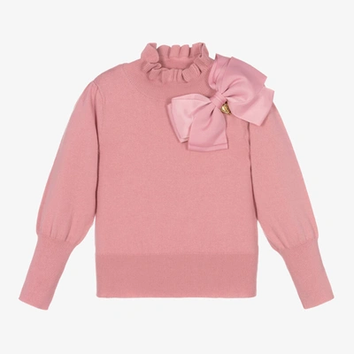 Angel's Face Kids' Girls Pink Cotton Knit Bow Sweater
