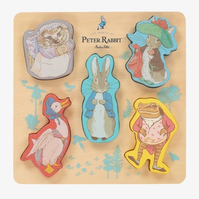Rainbow Designs Babies' Peter Rabbit Wooden Shape Puzzle (22cm) In Beige