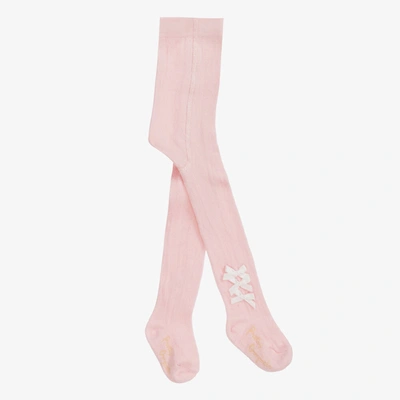 Pretty Originals Kids' Girls Pale Pink Cotton Bow Tights