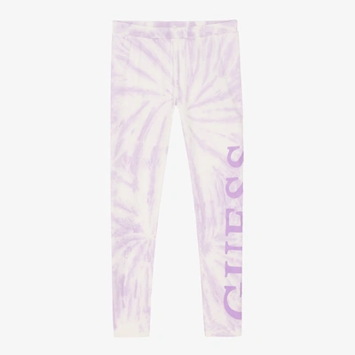 Guess Kids' Girls Purple Cotton Tie-dye Leggings