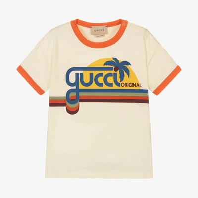 Gucci Ivory Cotton Sunset Logo Baby T-shirt