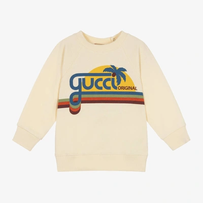 Gucci Ivory Cotton Sunset Logo Baby Sweatshirt