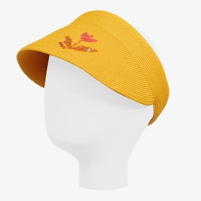 Gucci Kids' Girls Yellow Flower Straw Sun Visor