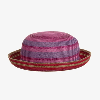 Gucci Kids' Girls Pink & Gold Stripe Gg Sun Hat