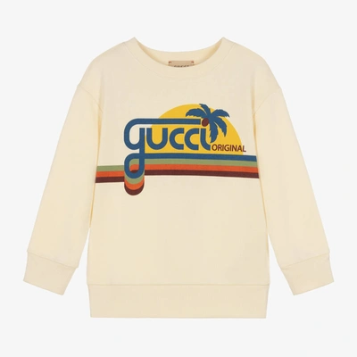 Gucci Ivory Cotton Sunset Logo Sweatshirt