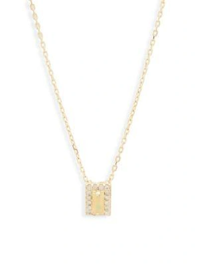 Suzanne Kalan Diamond, Opal And 14k Yellow Gold Pendant Necklace