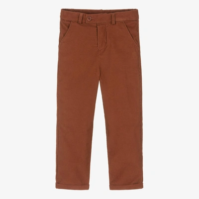 Beatrice & George Kids' Boys Brown Cotton Corduroy Trousers