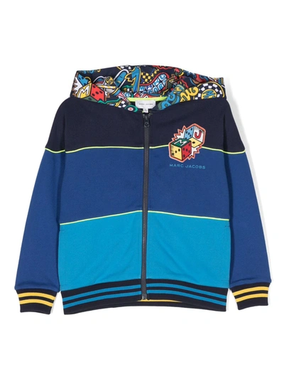 Marc Jacobs Kids'  Boys Colourblock Cotton Zip-up Hoodie In Blue