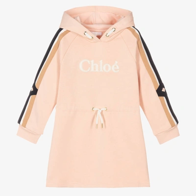 Chloé Kids' Girls Pink Organic Cotton Hooded Logo Dress
