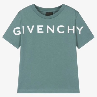 Givenchy Kids' Boys Sea Green Cotton Logo T-shirt