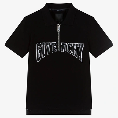 Givenchy Kids' Boys Black Cotton Logo Polo Shirt