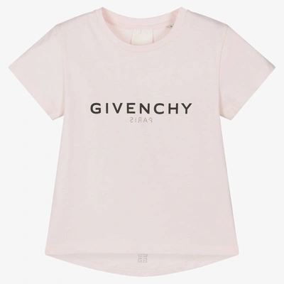 Givenchy Kids' Logo印花荷叶边t恤 In Pink