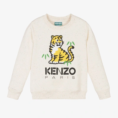 Kenzo Kids Ivory Cotton Kotora Tiger Sweatshirt