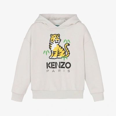 Kenzo Kids Boys Grey Cotton Kotora Tiger Hoodie