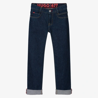 Hugo Kids'  Boys Dark Blue Regular Fit 677 Jeans