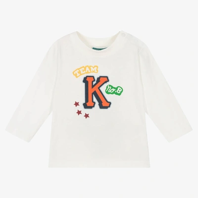 Kenzo Babies'  Kids Boys Ivory Organic Cotton Jersey Top In Cream