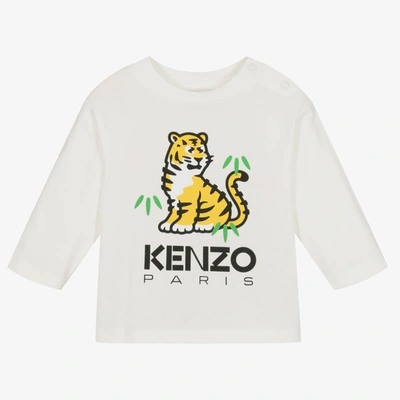 Kenzo Babies'  Kids White Organic Cotton Kotora Tiger Top