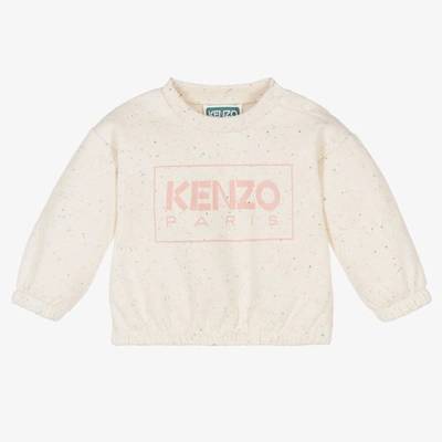 Kenzo Babies'  Kids Girls Ivory Speckled Box Logo Sweatshirt