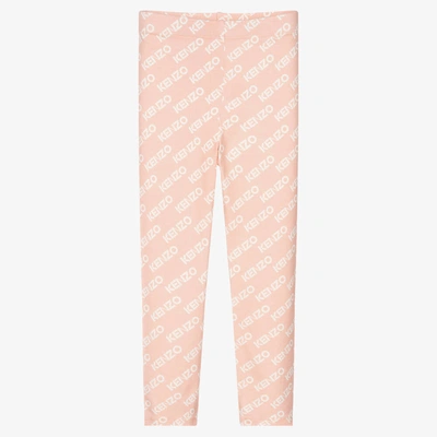 Kenzo Babies' All-over Printed Slim Cut Leggings In Pink