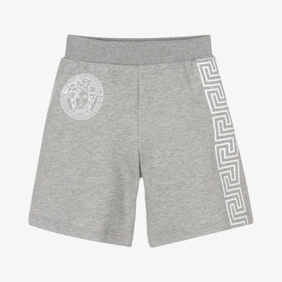 Versace Kids' Boys Grey Marl Cotton Logo Shorts