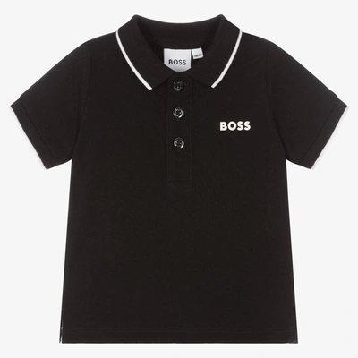 Hugo Boss Babies' Boss Boys Black Cotton Logo Polo Shirt