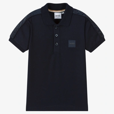 Hugo Boss Kids' Boss Boys Navy Blue Monogram Polo Shirt