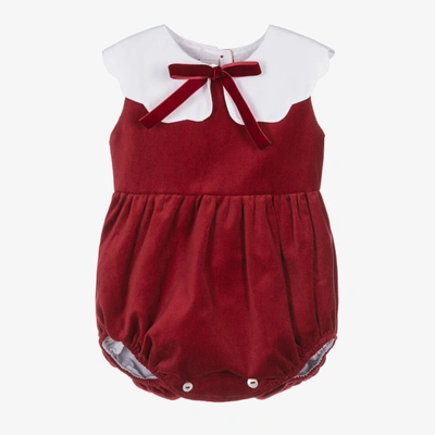 Phi Clothing Baby Girls Red Cotton Velvet Shortie