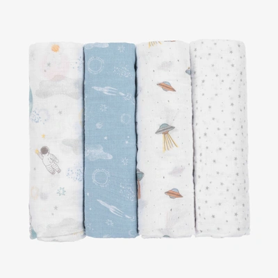 Aden + Anais 4 Pack Cotton Muslin Swaddles (112cm) In Blue