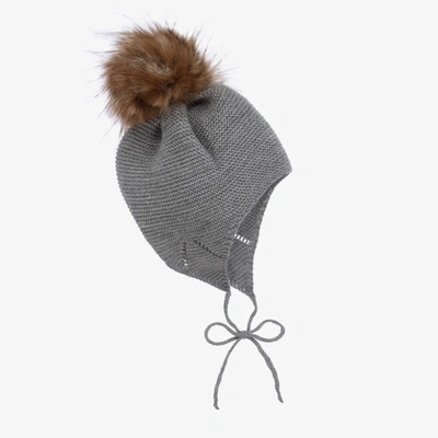Mebi Babies' Grey Knitted Pom-pom Hat