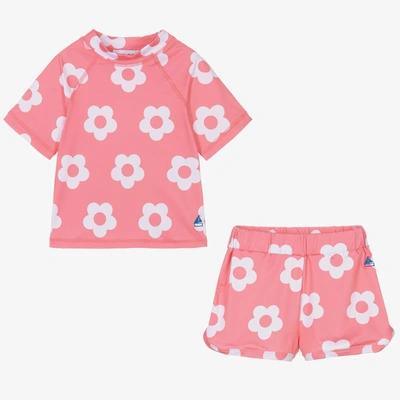 Mitty James Kids' Girls Pink & White Flower Swim Set (upf 50+)
