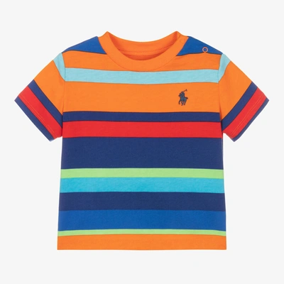 Ralph Lauren Baby Boys Orange Stripe Cotton T-shirt
