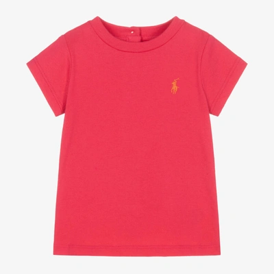 Ralph Lauren Baby Girls Pink Cotton Logo T-shirt