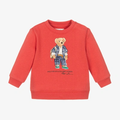 Ralph Lauren Baby Boys Red Bear Cotton Sweatshirt