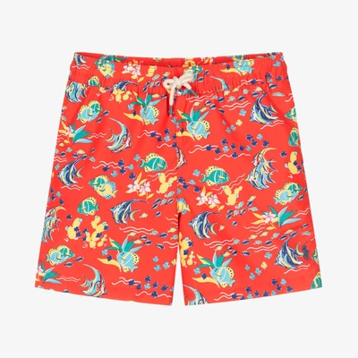 Ralph Lauren Kids' Boys Red Ocean Swim Shorts