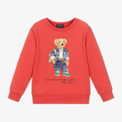 Ralph Lauren Kids' Boys Red Polo Bear Sweatshirt