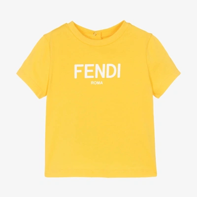 Fendi Yellow Cotton Logo Baby T-shirt